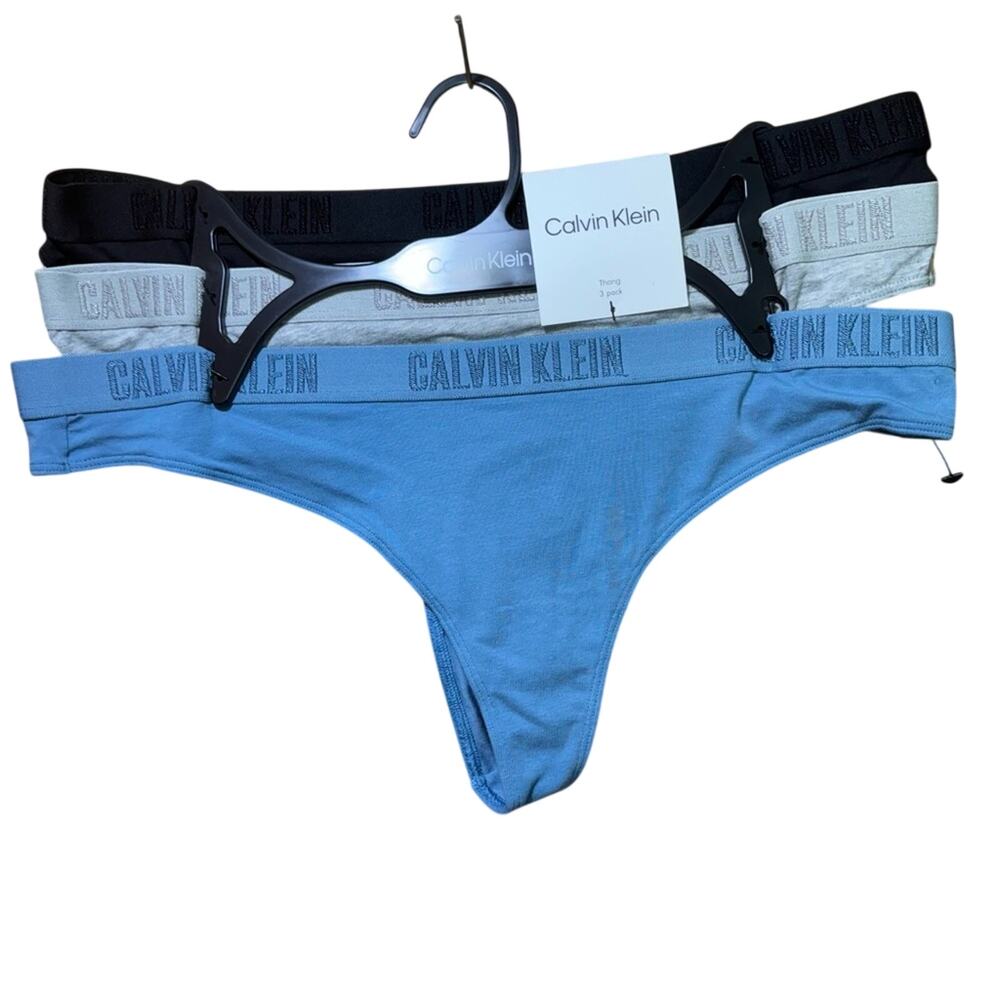 Calvin Klein Women's Carousel Cotton Thongs 3-Pack Panties Multiple Colors L NWT